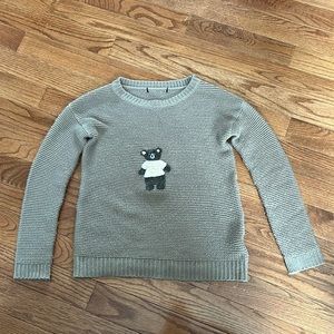 Beige sweater with hand felted bear